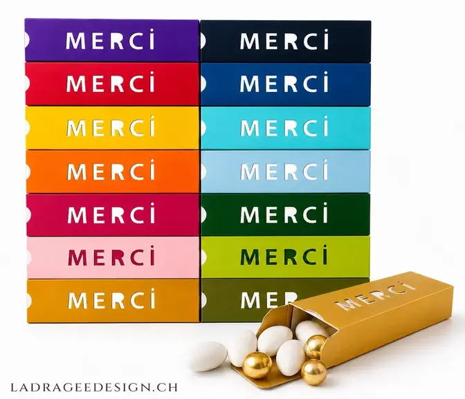 Boîtes Merci en plusieurs couleurs