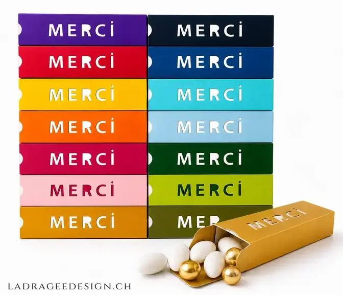 Boîtes Merci en plusieurs couleurs